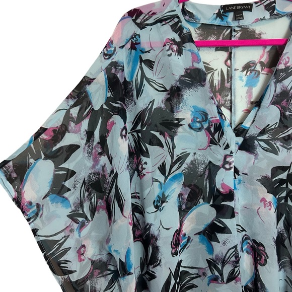 ‼️SOLD‼️ LANE BRYANT Floral Semi-Sheer Kimono Tunic 22/24 - Picture 4 of 9
